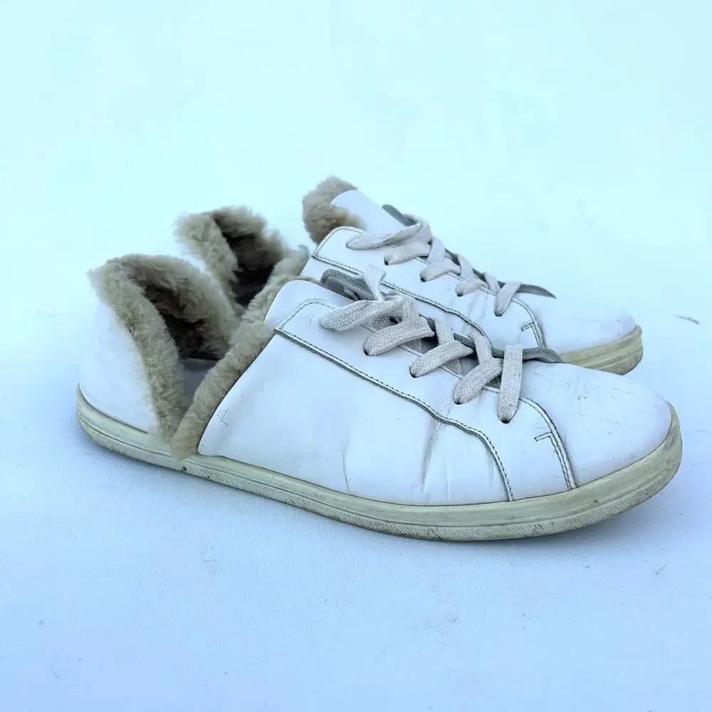 Freda Salvador Eda White Calfskin Leather D’Orsay Sneakers Shoes Shearling 6.5